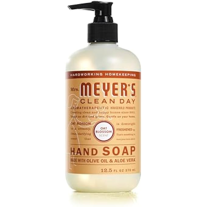 Mrs. Meyer's CLEAN DAY HAND SOAP, MADE WITH ESSENTIAL OILS, BIODEGRADABLE FORMULA, OAT BLOSSOM, 12.5 FL OZ (PACK OF 6) - Image 1